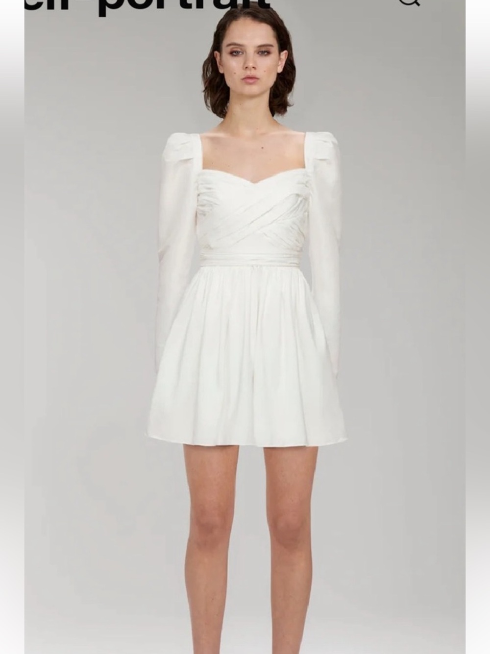 Self-Portrait White Taffeta Mini Dress  - US 6 - BRAND NEW WITH TAGS - Picture 2 of 10